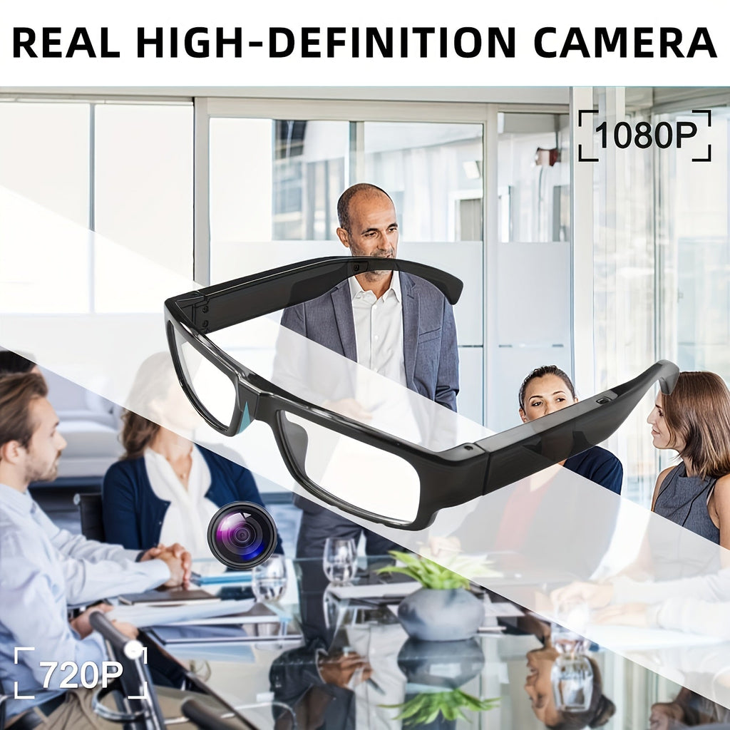 HD 1080P Smart Glasses Camera | Digital Video Recorder, 64GB Memory Card, Black ABS Frame, Rechargeable Battery, Eye Protection, HD Lens, Lightweight & Stylish Design, Sports Action Camera