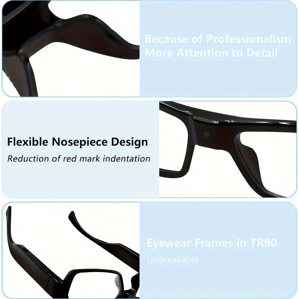HD 1080P Smart Glasses Camera | Digital Video Recorder, 64GB Memory Card, Black ABS Frame, Rechargeable Battery, Eye Protection, HD Lens, Lightweight & Stylish Design, Sports Action Camera