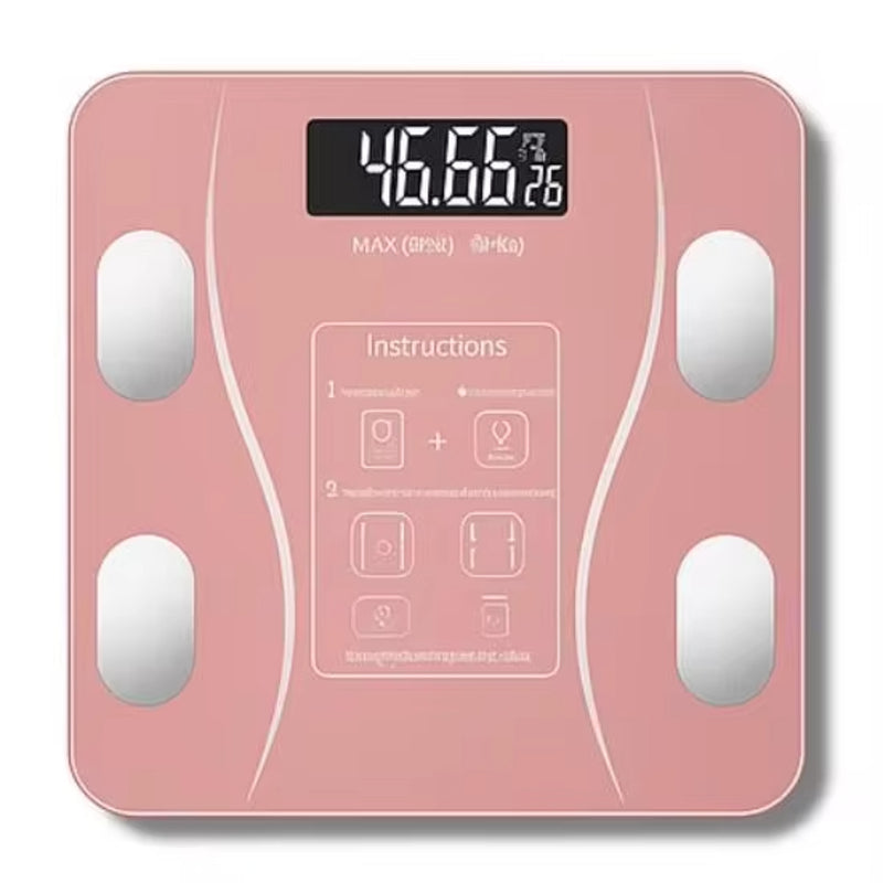 Bluetooth smart scale with app, full-body analysis, iOS/Android, 180kg, high-precision for fitness.