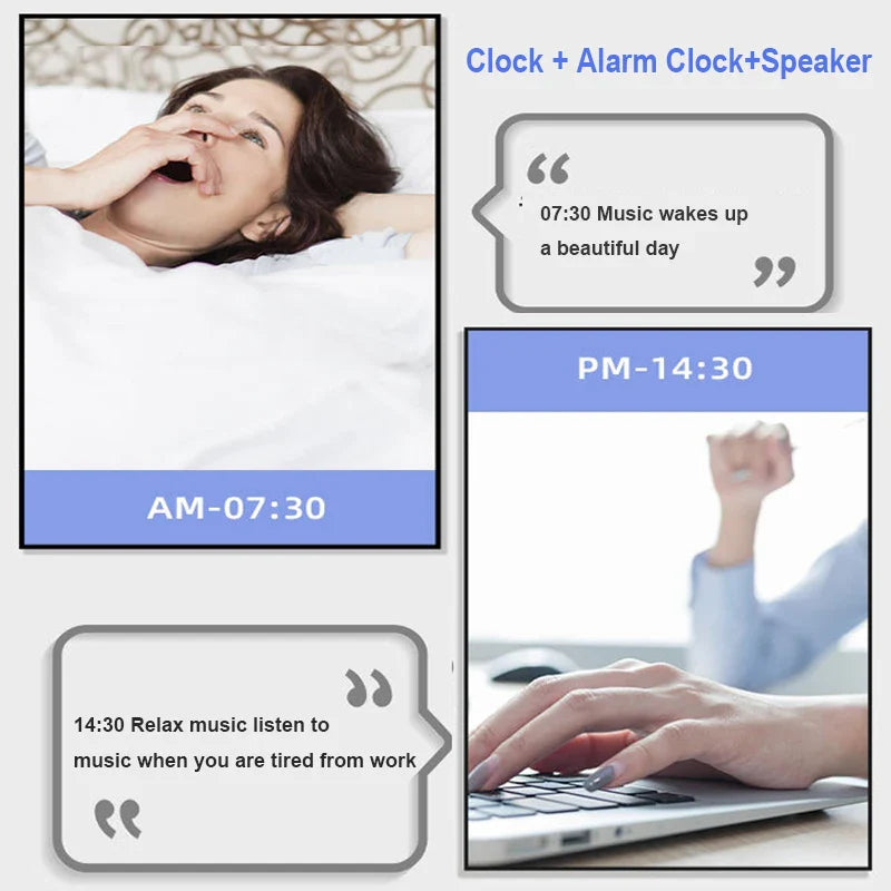 New Mini Bluetooth Speaker Wireless Bluetooth Sound Box with LED Display Alarm Clock Hifi TF Card MP3 Music Play For PC Phone