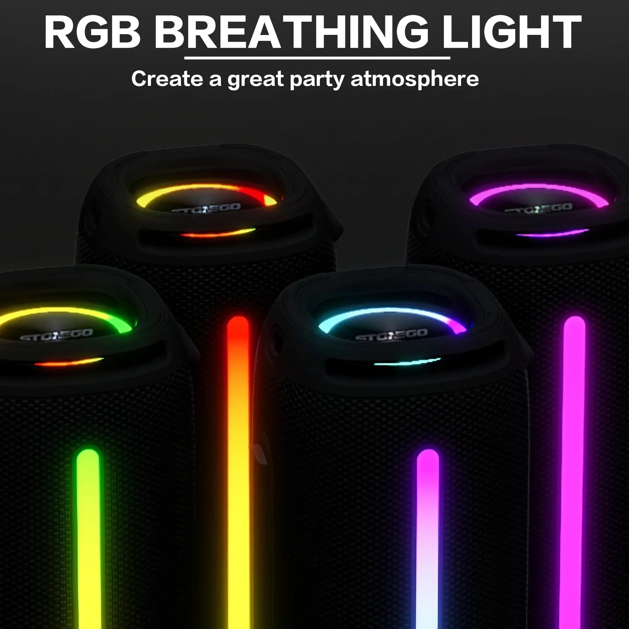 Outdoor Portable Bluetooth 53 Wireless Speaker IPX6 Waterproof High Power Audio RGB Lantern Subwoofer