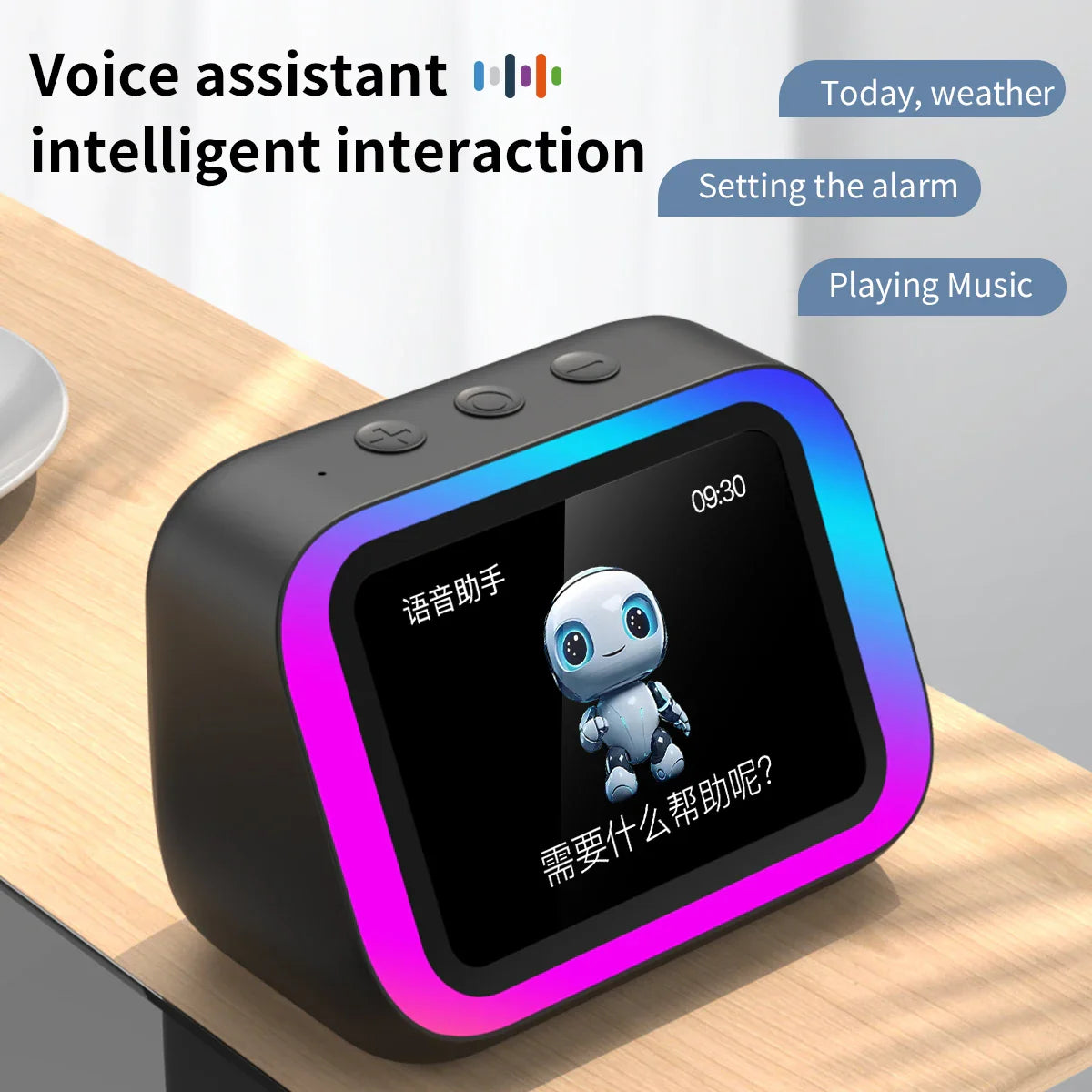 Smart Bluetooth Translator RGB Speaker 18 Languages Real-time Translation AI bluetooth 5.4 speaker with LCD display, game,alarm