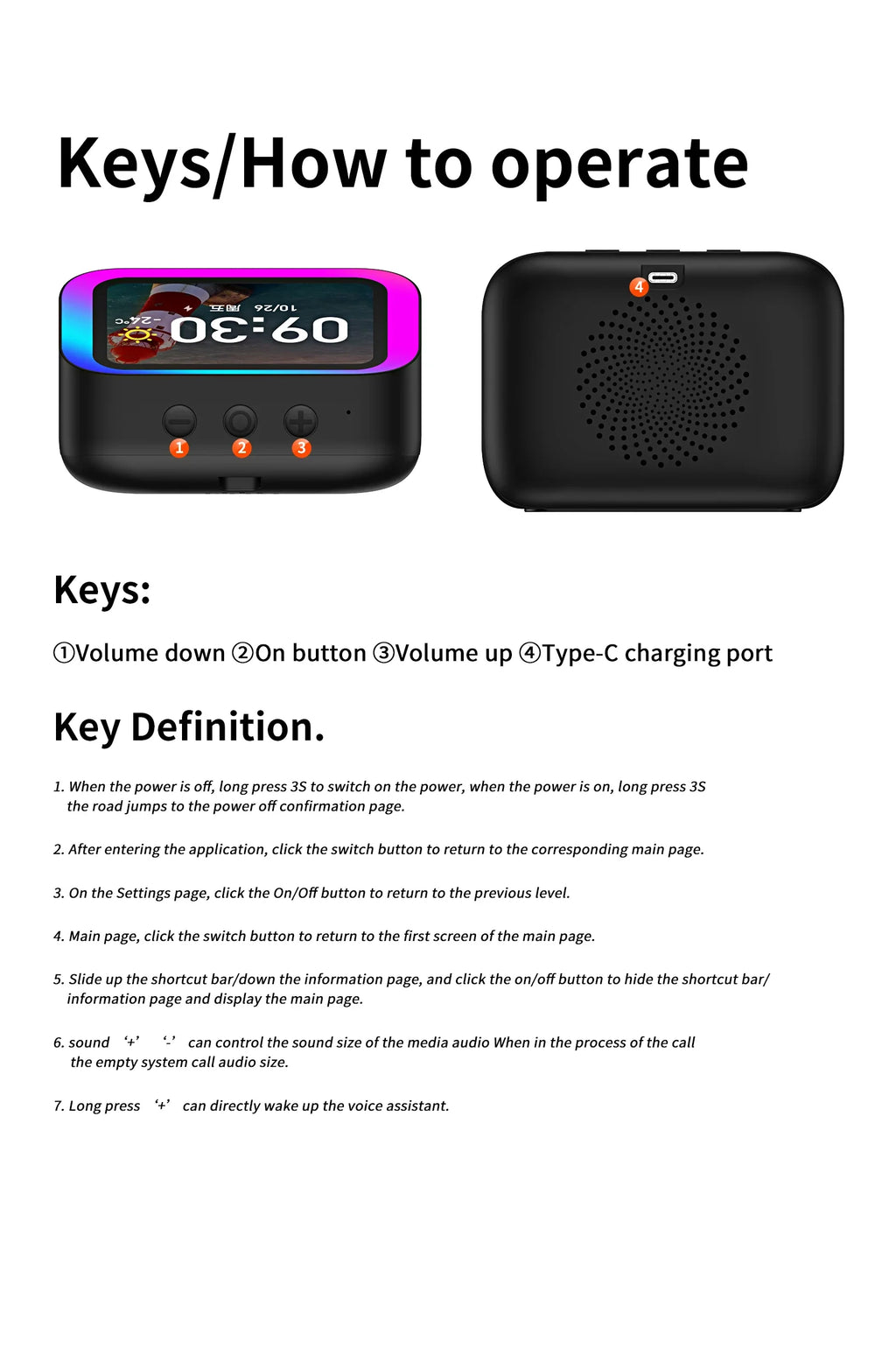 Smart Bluetooth Translator RGB Speaker 18 Languages Real-time Translation AI bluetooth 5.4 speaker with LCD display, game,alarm