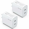 iGENJUN 2Pack 40W USB-C Dual Port Charger Adapter Fast Charging White