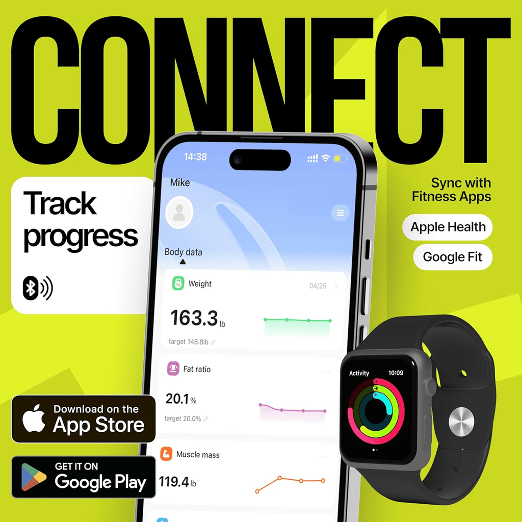 EziGo Smart Scale with Body Fat and BMI, 25 Metrics, Bluetooth