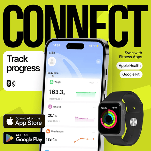 EziGo Smart Scale with Body Fat and BMI, 25 Metrics, Bluetooth